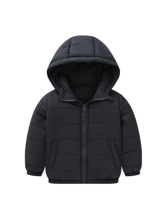 Winter Coat for Kids Boys Girls Hooded Jacket Thicken Windproof Zipper Warm Outerwear Jackets 2-3 Years