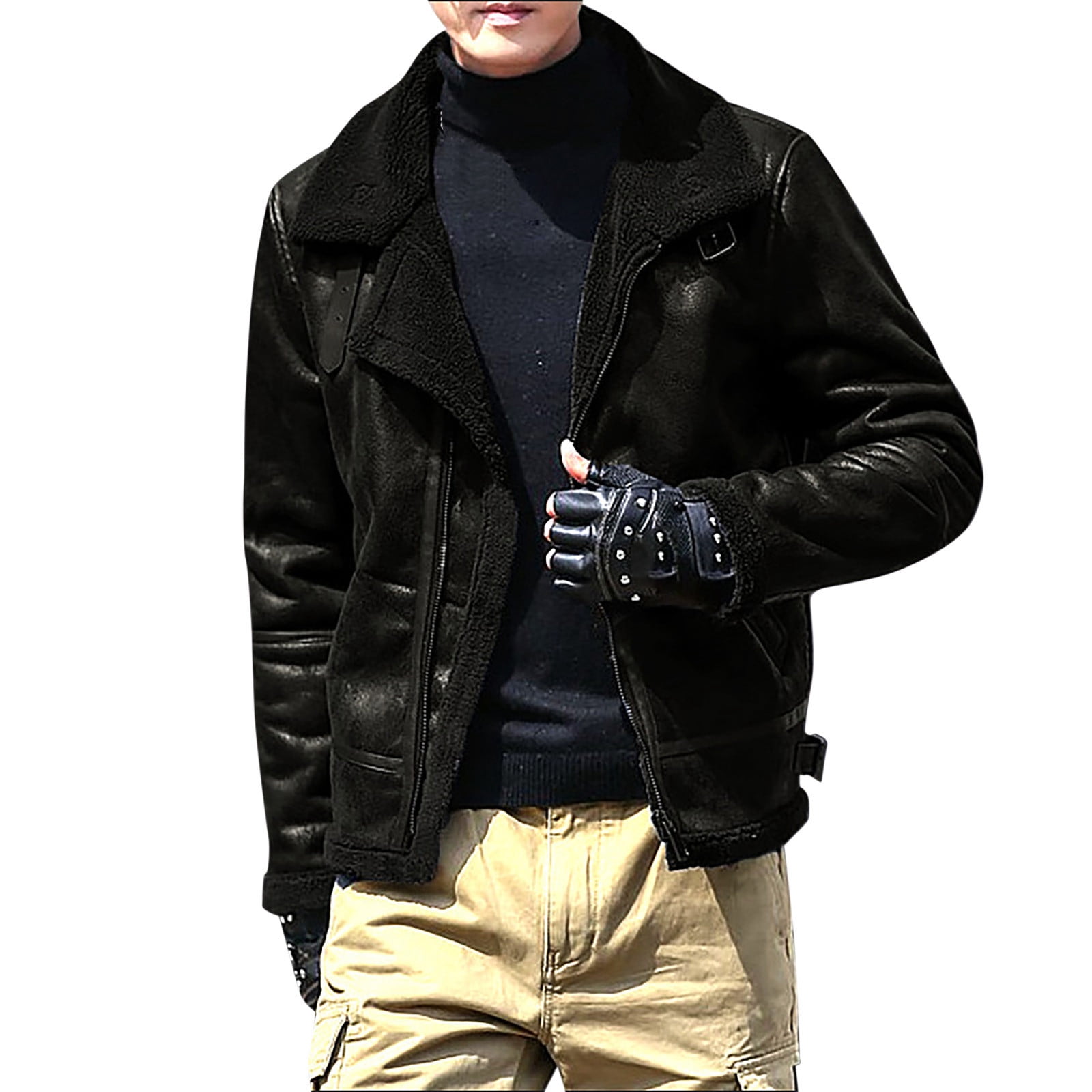 Winter Coat for Men Men Plus Size Winter Coat Lapel Collar Long Sleeve