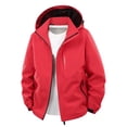 thumbnail image 1 of Winter Coat for Men Men's Waterproof Windbreaker with Removable Hooded Lightweight Outdoor Jackets Raincoats for Casual Hiking Cycling Red L, 1 of 4