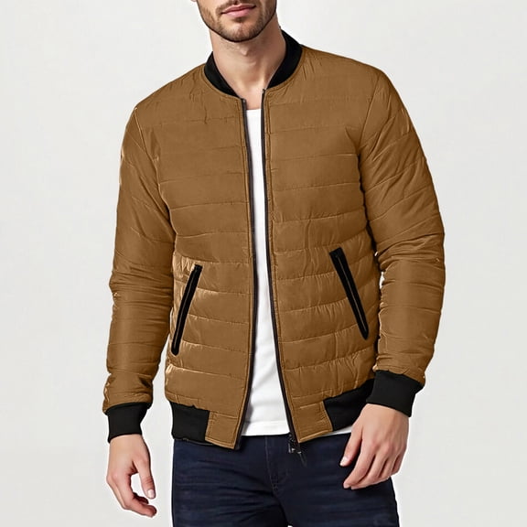Winter Coat for Men Xunlbb Men's Solid Color Hooded Jacket Padded Jacket Fashion Padded Jacket Men's Warm Padded Jacket, Size S-3XL