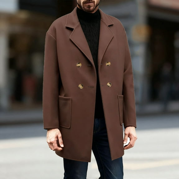 Winter Coat for Men Xunlbb Men's Solid Color Zip-Up Cardigan - Long Sleeve Casual Jacket with Front Pockets for Fall and Winter Wear, Size S-2XL