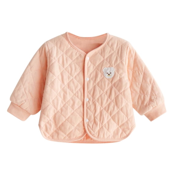 Winter Coat for Toddler V Neck Button Down Bear Logo Print Cotton Baby Jackets(2 Years 110,Orange)