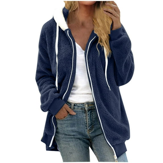 Winter Coat for Women 2023 Oversized Sherpa Jackets Fuzzy Fleece Hoodies Warm Zip Up Coat Outerwear with Pockets
