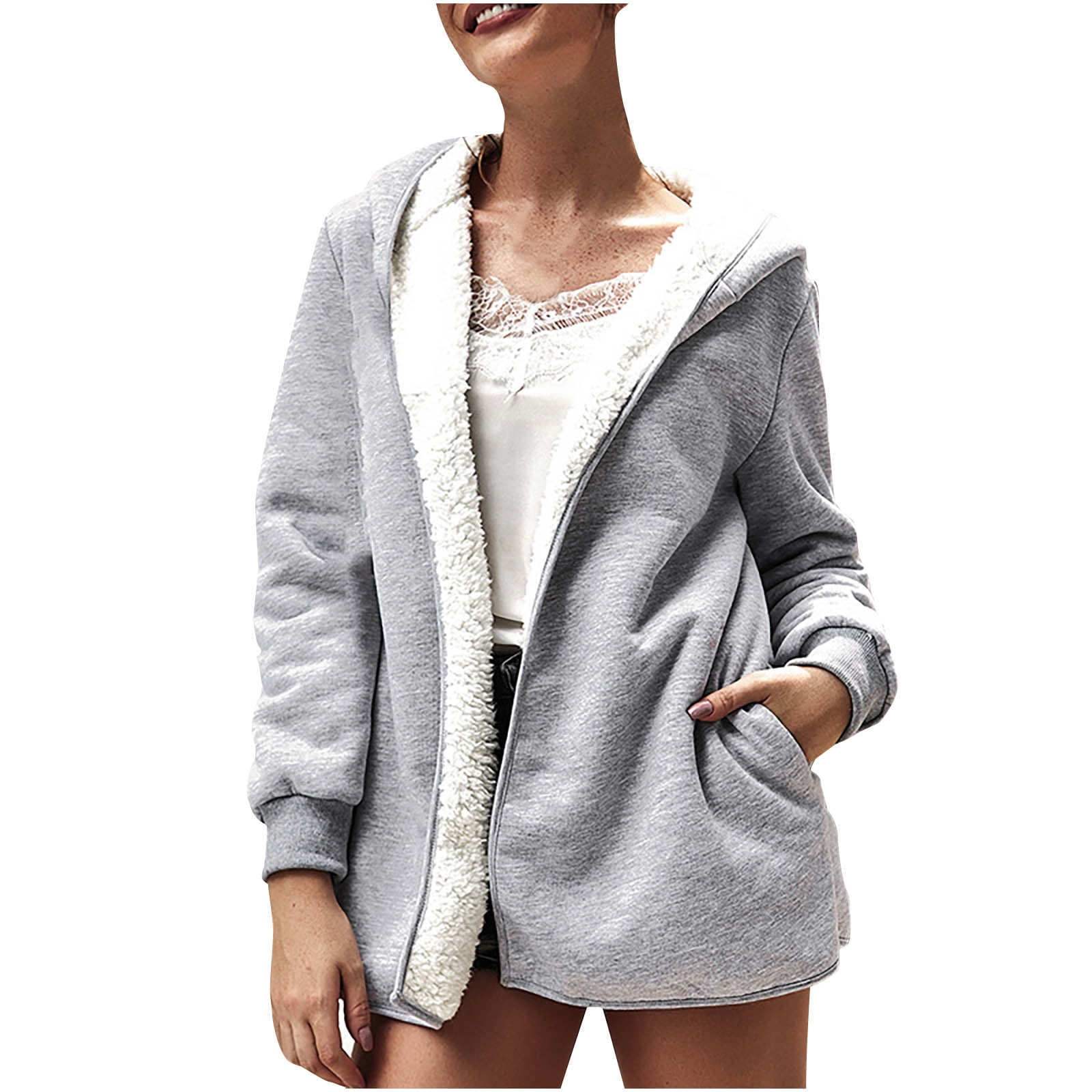Roamans womens plus size hooded textured fleece coat coat walmart