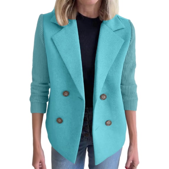 Winter Coat for Women Plus Size Suit Collar Solid Color Lapel Long Sleeve Casual Fashion Wool Blend Jackets
