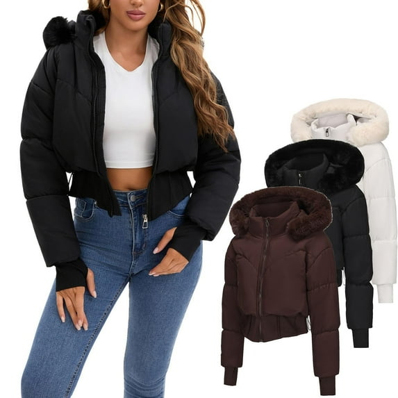Winter Coat for Women with Pockets Solid Color Long Sleeve Full Zipper Parkas Women's Winter Warm Coats Puffer Jacket Brown XXL