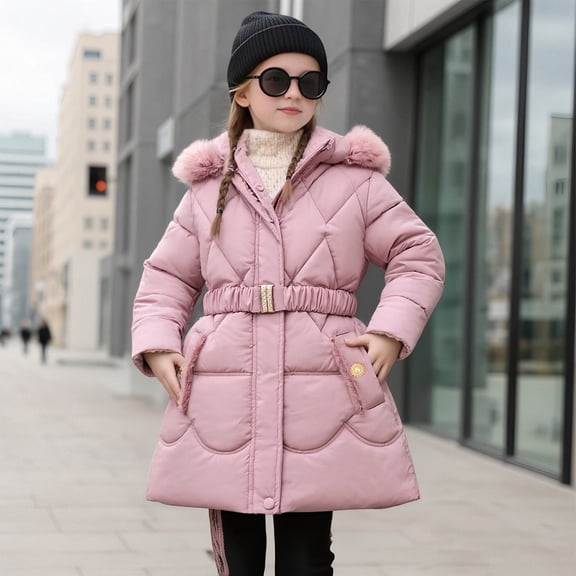 Winter Coats For Boys Kids Puffer Jacket with Pocket Zipper Hooded Coat Warm Windproof Child Winter Coat Boys Coats Size 7-8Years