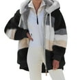 thumbnail image 1 of Winter Coats For Women 2025 Winter Fuzzy Fleece Hooded Color Block Cardigan Coats Warm Faux Fur Zip Blanket Jackets with Pockets, 1 of 5