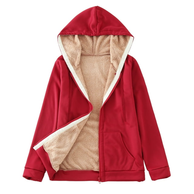 Winter Coats For Women Hoodie With Zip Jacket Warm Basic Hooded Jacket Causal Sweat Jacket With Hood Plush Jacket Hooded Jacket