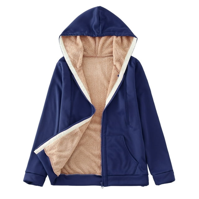Winter Coats For Women Hoodie With Zip Jacket Warm Basic Hooded Jacket Causal Sweat Jacket With Hood Plush Jacket Hooded Jacket