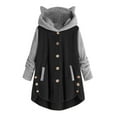 thumbnail image 1 of Baikeli Winter Coats For Women Plus Size Fleece 2024 Women Button Coat Patchworl Tops Hooded Pullover Loose Sweater Blouse Plus Size, 1 of 6