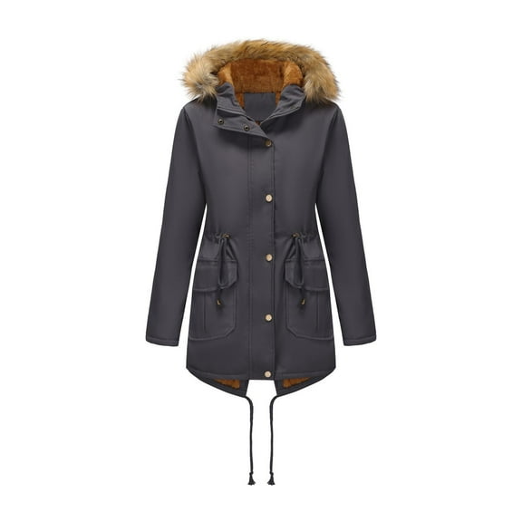 Winter Coats For Women Sevevn Women's Winter Thicken Fleece Jacket Fur Hooded Military Parka Coat