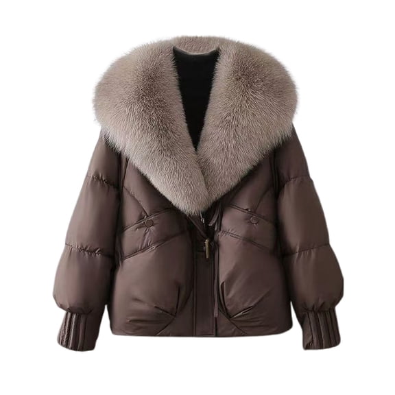 Winter Coats For Women Warm Jackets Winter Coat With Large Hood Short Jacket Fashionable Outerwear Loose Fit Warm Quilted Casual