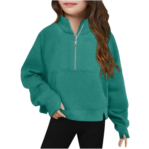 Winter Coats for Girls, Middle Big Girls Half Zip Crewneck Sweatshirt Long Sleeve Pullover Crop Kids Fleece Sweatshirts For 5-14 Years Boys Sweatshirt Boys' Outerwear Sweatshirts & Coats