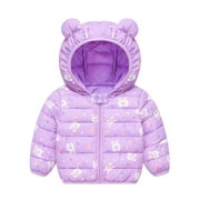 FAKKDUK Winter Down Coats for Kids Baby Boys Girls Light Puffer Padded Jacket with Hoods Infant Outerwear Cute Baby Girls Jacket Jacket For Girls Boys Lightweight Jacket 12 Months-4 Years