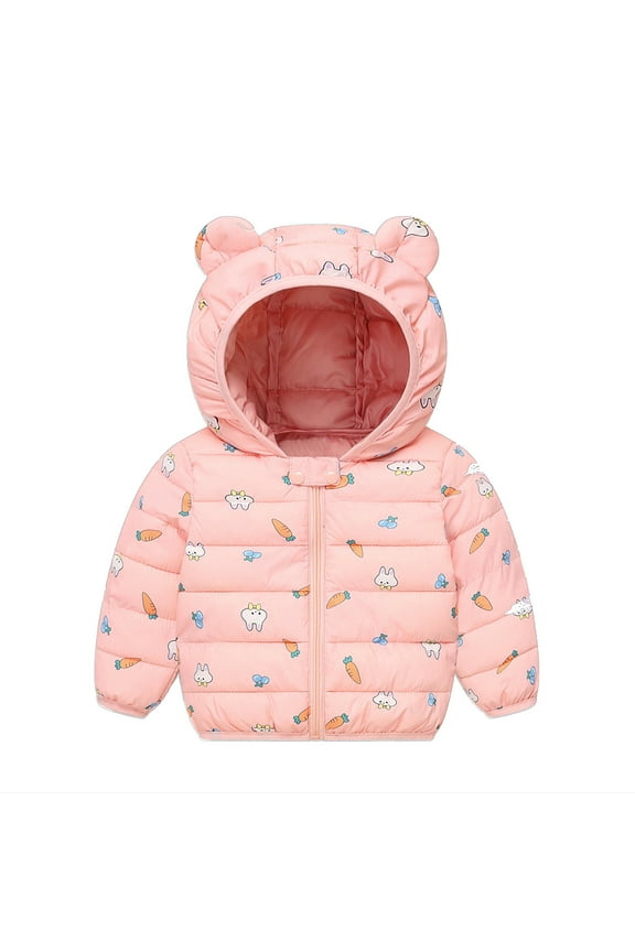 Winter Down Coats for Kids Baby Boys Girls Light Puffer Padded Jacket with Hoods Infant Outerwear Cute Baby Girls Jacket Jacket For Girls Boys Lightweight Jacket 12 Months-4 Years