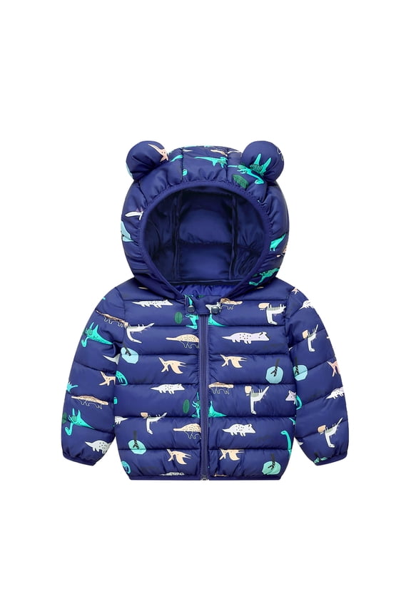 Winter Down Coats for Kids Baby Boys Girls Light Puffer Padded Jacket with Hoods Infant Outerwear Cute Baby Girls Jacket Jacket For Girls Boys Lightweight Jacket 12 Months-4 Years