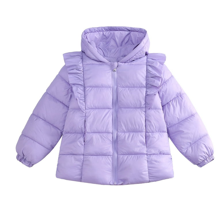 Winter Coats Kids Toddler Baby Boys Girls Solid Padded Jacket Winter Warm Clothes Outerwear Coat Purple 110 Walmart