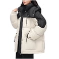 thumbnail image 1 of Winter Coats Sevevn Womens Puffer Jacket Full Zip Quilted Hooded Bubble Coats Padded Jacket Long Sleeve Winter Warm Coat Pocket, 1 of 5