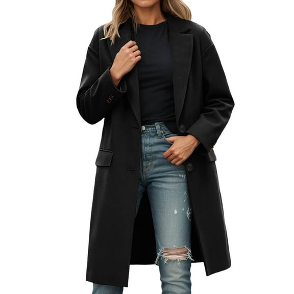 Winter Coats Windbreakers For Women Double Trench Coat Notched Lapel Casual Loose Fit Long Anorak Jacket Outerwear For Autumn Winter Season