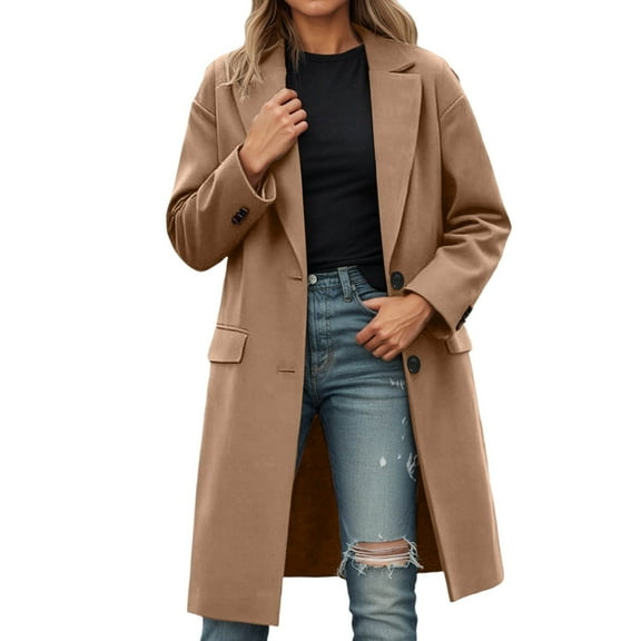 Winter Coats Windbreakers For Women Double Trench Coat Notched Lapel Casual Loose Fit Long Anorak Jacket Outerwear For Autumn Winter Season