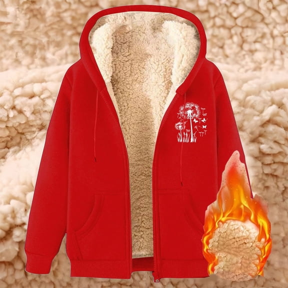 Winter Coats For Women 2025, Warm Plus Size Outerwear, Fleece Lined Hooded Parka, Regular Length Pea Coat, Zipper Front Jacket, Cold Weather Parka, Heavy Duty Winter Coat Red XXXL