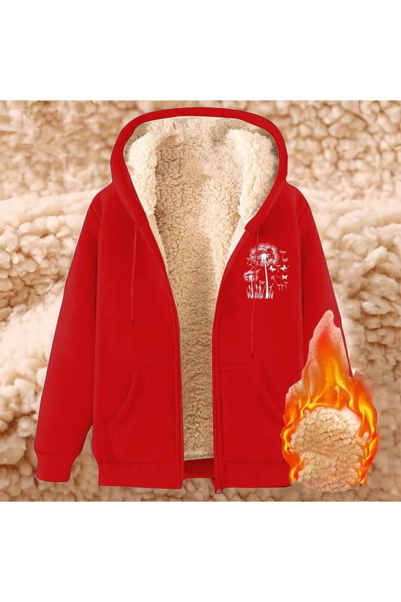 Winter Coats For Women 2025, Warm Plus Size Outerwear, Fleece Lined Hooded Parka, Regular Length Pea Coat, Zipper Front Jacket, Cold Weather Parka, Heavy Duty Winter Coat Red XXXL
