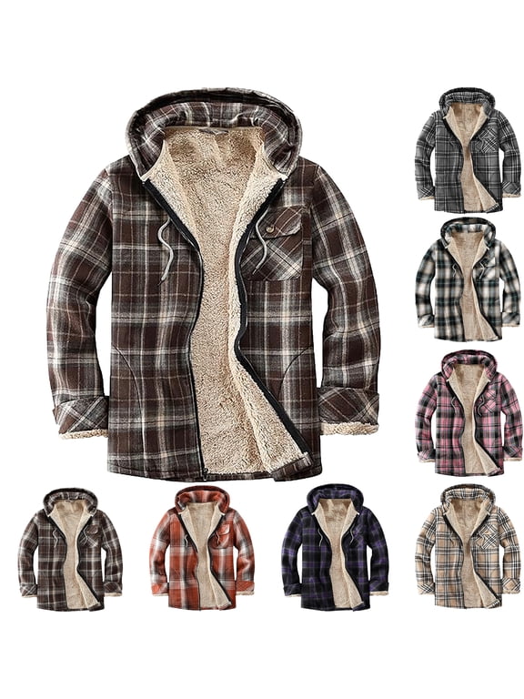 Winter Coats for Women Bmawag Womens Plaid Long Wool Blend Coat Shacket Jackets Long Sleeve Button Down Casual Boyfriend Flannel Shirts Gifts for Women on Clearance