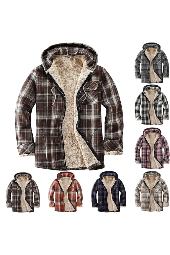 Winter Coats for Women Bmawag Womens Plaid Long Wool Blend Coat Shacket Jackets Long Sleeve Button Down Casual Boyfriend Flannel Shirts Gifts for Women on Clearance