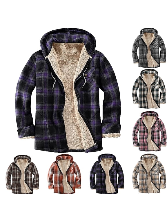 Winter Coats for Women Bmawag Womens Plaid Long Wool Blend Coat Shacket Jackets Long Sleeve Button Down Casual Boyfriend Flannel Shirts Gifts for Women on Clearance