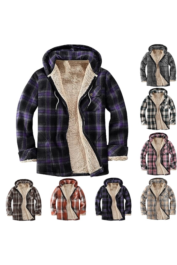 Winter Coats for Women Bmawag Womens Plaid Long Wool Blend Coat Shacket Jackets Long Sleeve Button Down Casual Boyfriend Flannel Shirts Gifts for Women on Clearance