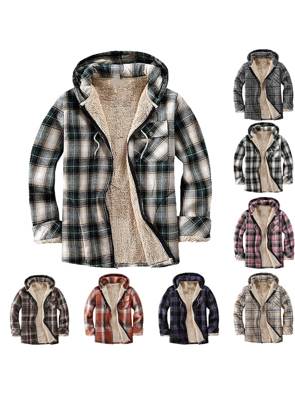 Winter Coats for Women Bmawag Womens Plaid Long Wool Blend Coat Shacket Jackets Long Sleeve Button Down Casual Boyfriend Flannel Shirts Gifts for Women on Clearance