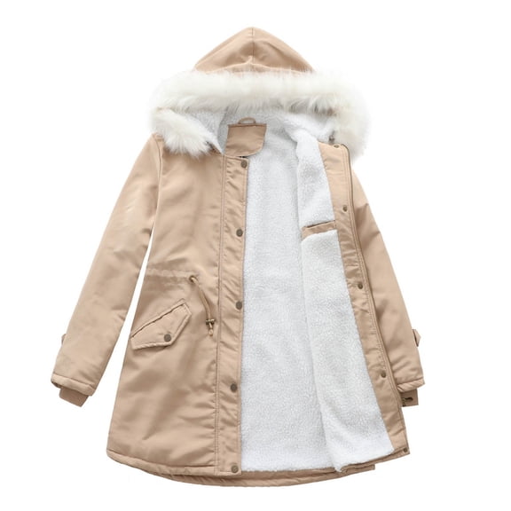 Winter Coats for Women Detachable Hooded Long Sleeve Coat Winter Warm Trench Outerwear Thermal Lined Jacket Fashionable Elegant Casual Winter Jackets for Women