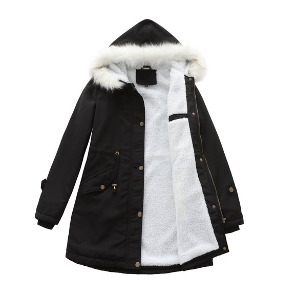 Winter Coats for Women Detachable Hooded Long Sleeve Coat Winter Warm Trench Outerwear Thermal Lined Jacket Fashionable Elegant Casual Winter Jackets for Women