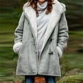 thumbnail image 1 of Winter Coats for Women, Fleece Lined Jackets with Hood, Horn Button Peacoat Thicken Warm Winter Parka Overcoats with Pockets Women's Warm Winter Coats Gray XXL, 1 of 7