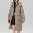 thumbnail image 1 of Winter Coats for Women Lenago 2024 Fashion Loose Long Sleeve Cotton-Padded Jacket Long Frock Coat Outerwear Jacket Parka Warm Winter Jackets Gifts for Women, 1 of 4