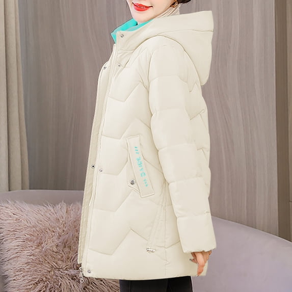Winter Coats for Women Lenago High-end Down Cotton Jacket Thick And Warm Hooded Cotton Jacket Outerwear Jacket Hooded Parka Warm Winter Jackets Gifts for Women