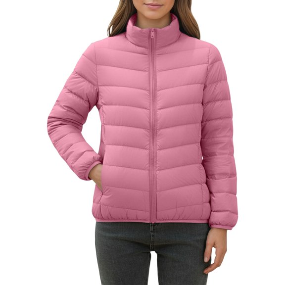 Winter Coats for Women Lightweight Down Jacket Short Stand Collar Coat Winter Warm Slim Fit Outerwear Casual Plus Size Quilted Winter Jackets for Women
