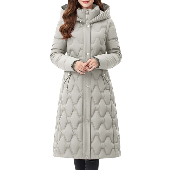 Winter Coats for Women Long Waist Defining Detachable Hood Winter For Warm Oversized Quilted Coat With Removable Windproof Thermal Outerwear For Cold Weather Winter Jackets for Women