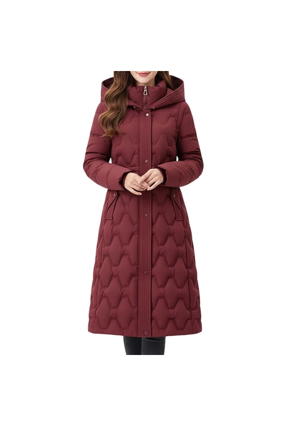Winter Coats for Women Long Waist Defining Detachable Hood Winter For Warm Oversized Quilted Coat With Removable Windproof Thermal Outerwear For Cold Weather Winter Jackets for Women