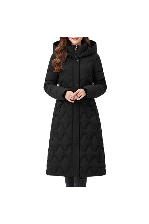 Winter Coats for Women Long Waist Defining Detachable Hood Winter For Warm Oversized Quilted Coat With Removable Windproof Thermal Outerwear For Cold Weather Winter Jackets for Women