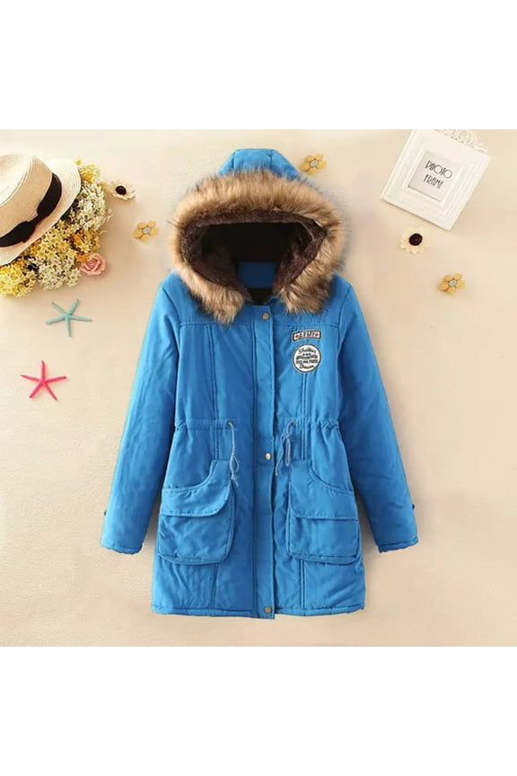 Winter Coats For Women Plus Size Quilted Down Warm Thicken Hooded Jacket Pocket Zip Padded Outwear Winter Clothes Woman Woman Coats Winter Jacket Low Cut Jacket Women Anorak Canvas Jacket Women down
