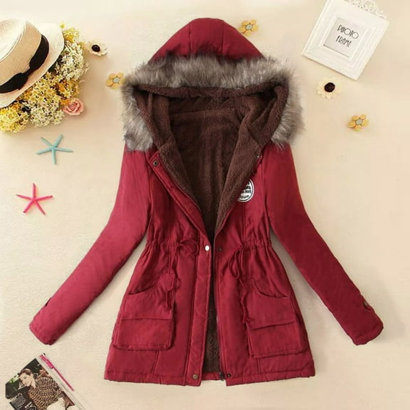 Winter Coats For Women Plus Size Quilted Down Warm Thicken Hooded Jacket Pocket Zip Padded Outwear Women Winter Coat plus Size 4x Super Warm Winter Jacket Women Women plus Size Coats Girls Zipper