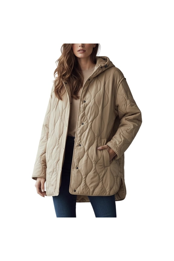 Winter Coats for Women Quilted Hooded Jacket Long Winter Coat Warm Outerwear For Cold Weather Windproof Lightweight Comfortable Fit Winter Jackets for Women