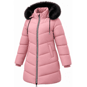 Winter Coats Women Quilted Snow Jacket Windproof Waterproof Puffer Parka Coat, Pink 2XL