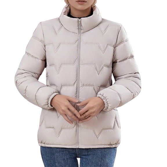 Winter Coats for Women Short Puffy Jacket Winter Coats Lightweight Warm Outerwear Loose Fit Stand Collar Quilted Coat For Cold Weather Winter Jackets for Women
