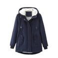 thumbnail image 1 of Winter Coats for Women Solid Jacket Long Sleeve Draw Back Outwear Cardigan Hooded Keep Warm Pocket Coat Tops Warm Ski Windbreaker Outerwear Jackets for Women, 1 of 3