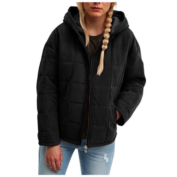 Winter Coats for Women Style Oversize Zip Up Hooded Long Sleeve Coat With Pockets For Casual Outdoor Wear Comfort And Warmth In Cold Weather Fashion Outerwear Winter Jackets for Women