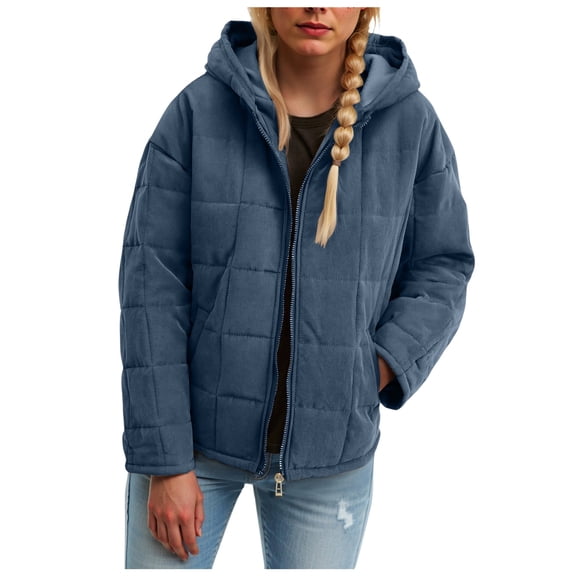 Winter Coats for Women Style Oversize Zip Up Hooded Long Sleeve Coat With Pockets For Casual Outdoor Wear Comfort And Warmth In Cold Weather Fashion Outerwear Winter Jackets for Women