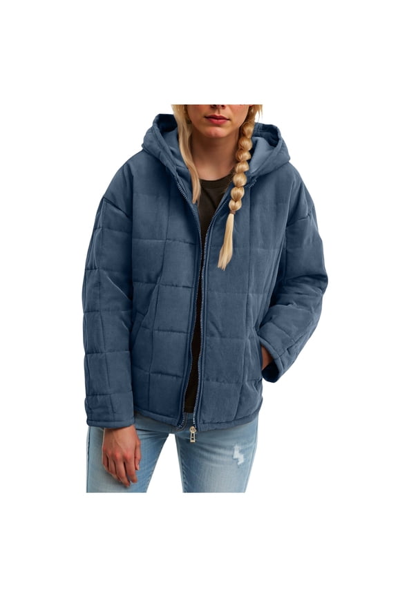 Winter Coats for Women Style Oversize Zip Up Hooded Long Sleeve Coat With Pockets For Casual Outdoor Wear Comfort And Warmth In Cold Weather Fashion Outerwear Winter Jackets for Women